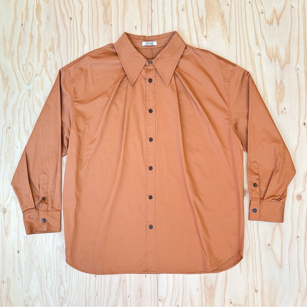 Korean terracotta button down - 100% cotton designer dress shirt mens L